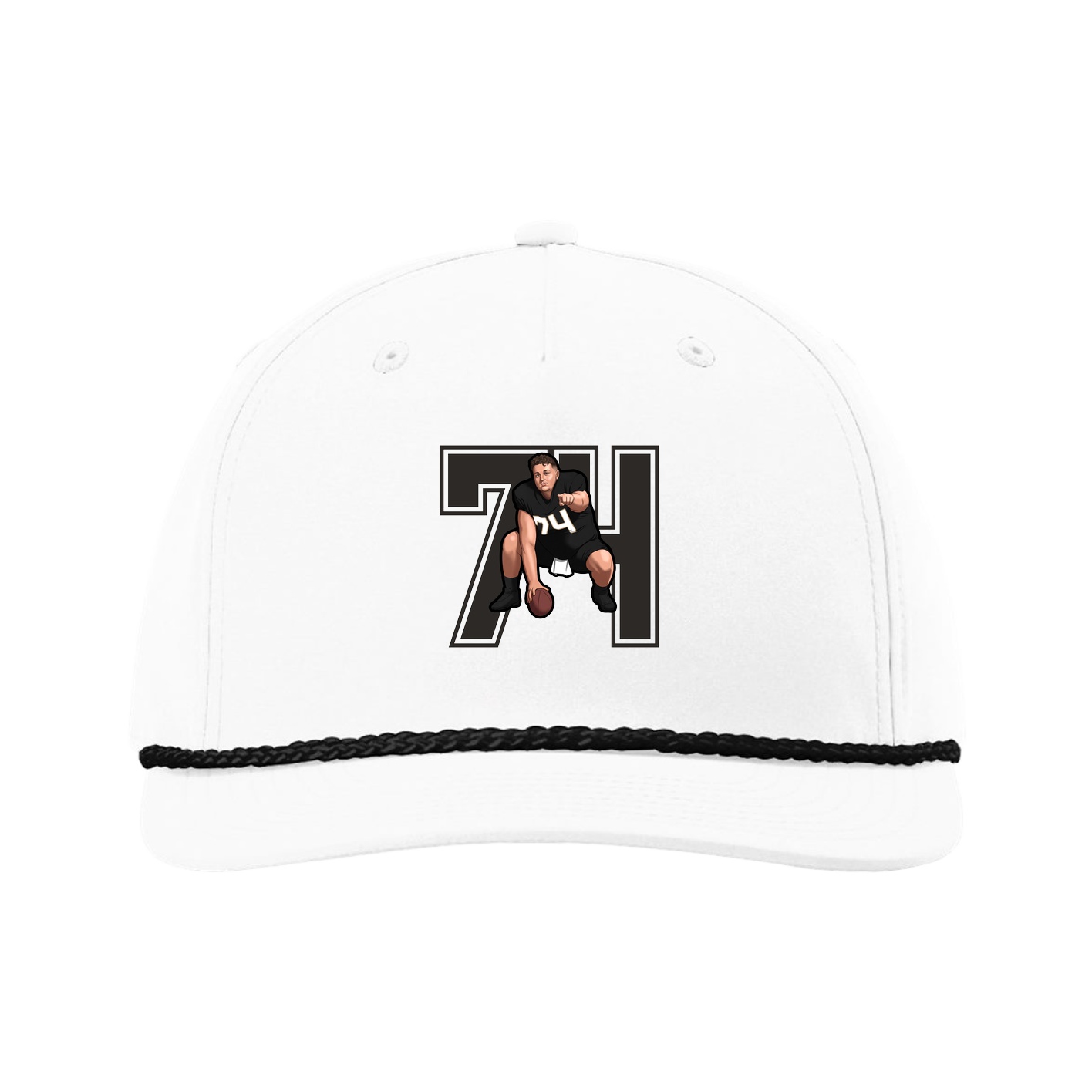 Five-Panel Classic Rope Cap — Number in White