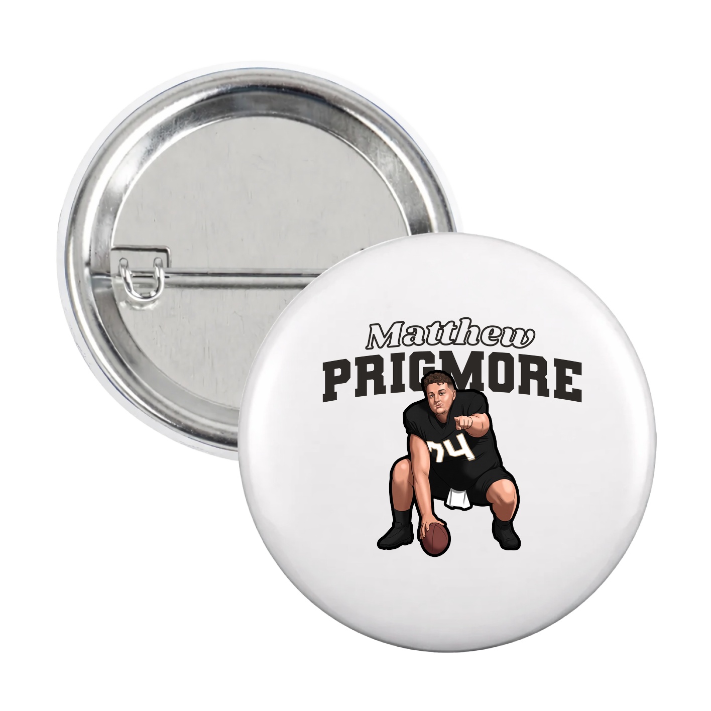 Game Day Button — Name Arch in White