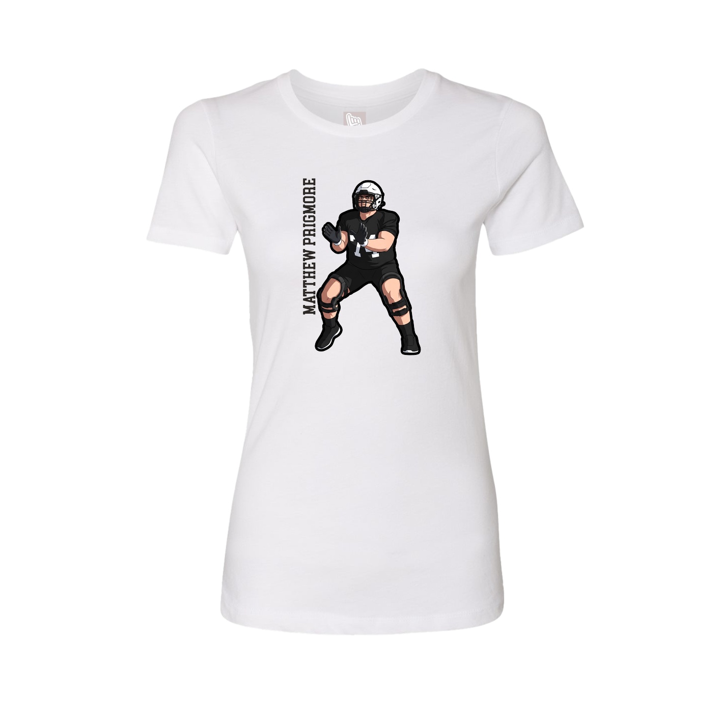 Womens Tee — Name Vertical in White