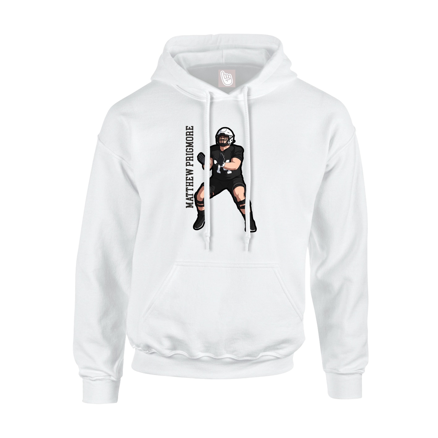 Youth Hoodie — Name Vertical in White