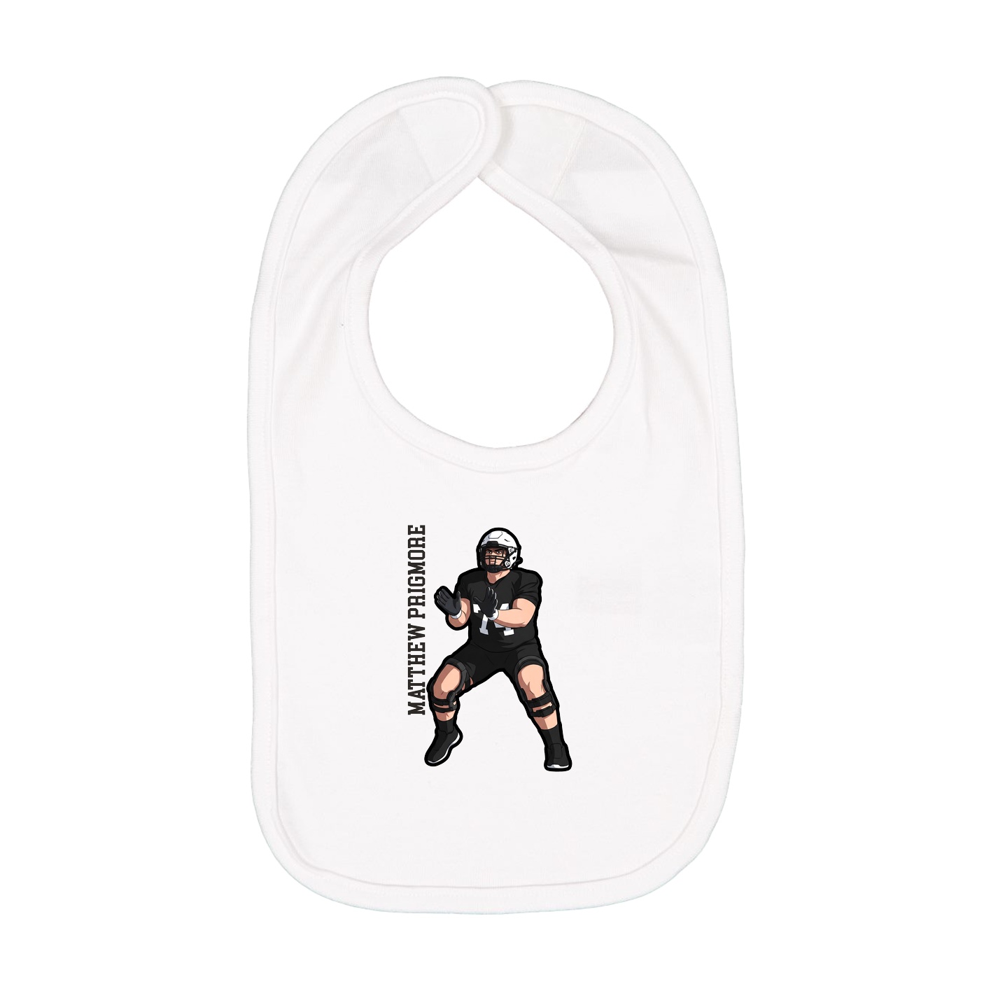 Infant Bib — Name Vertical in White