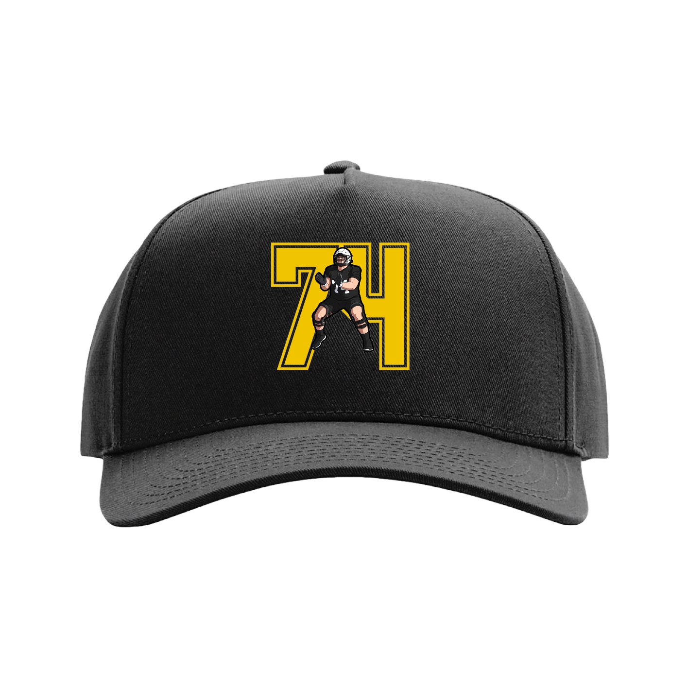 Full Fabric Five-Panel Champ Cap — Number in Black