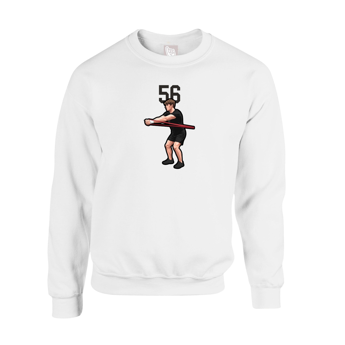 Fleece Crew — Number Top in White