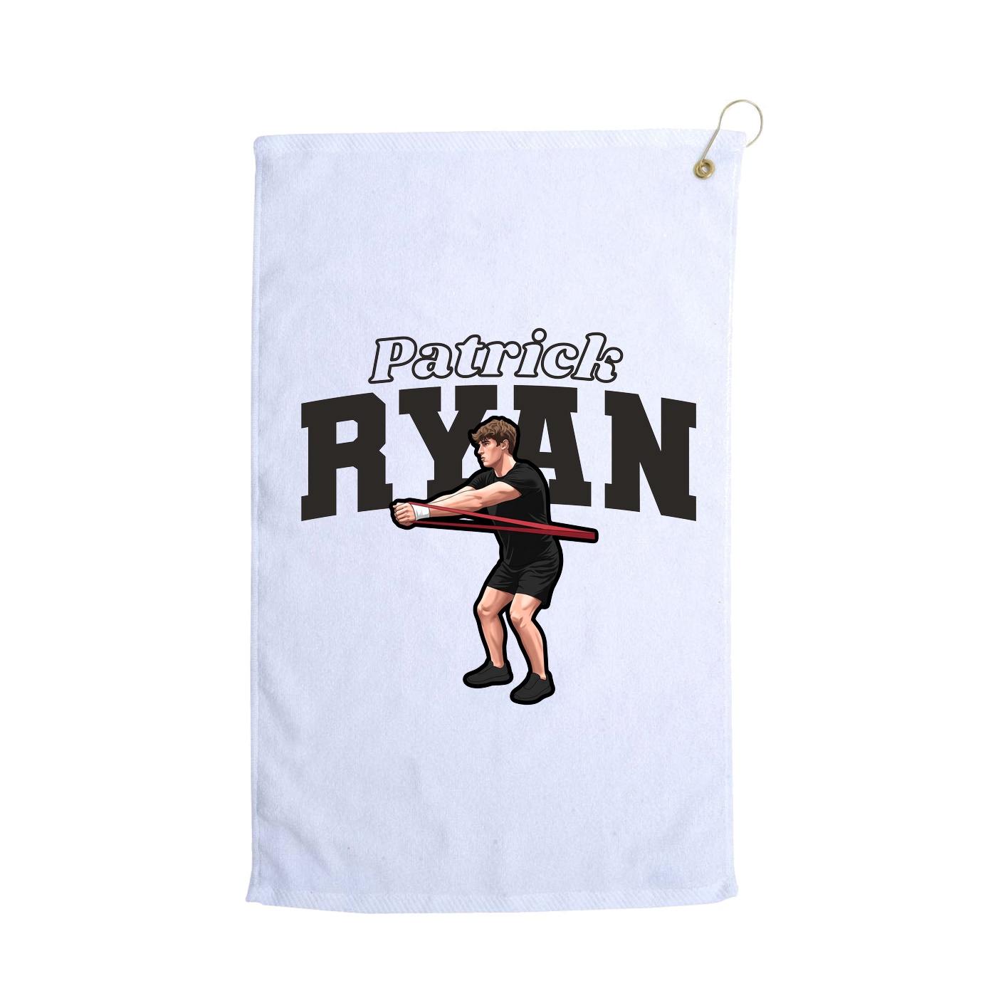 Golf Towel — Name Arch in White