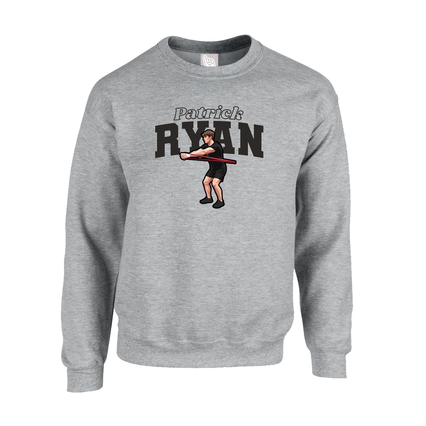 Fleece Crew — Name Arch in Grey