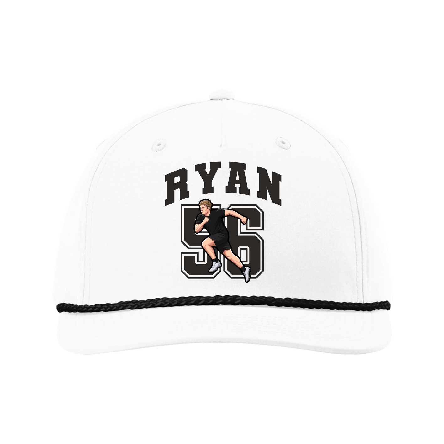 Five-Panel Classic Rope Cap — Number in White