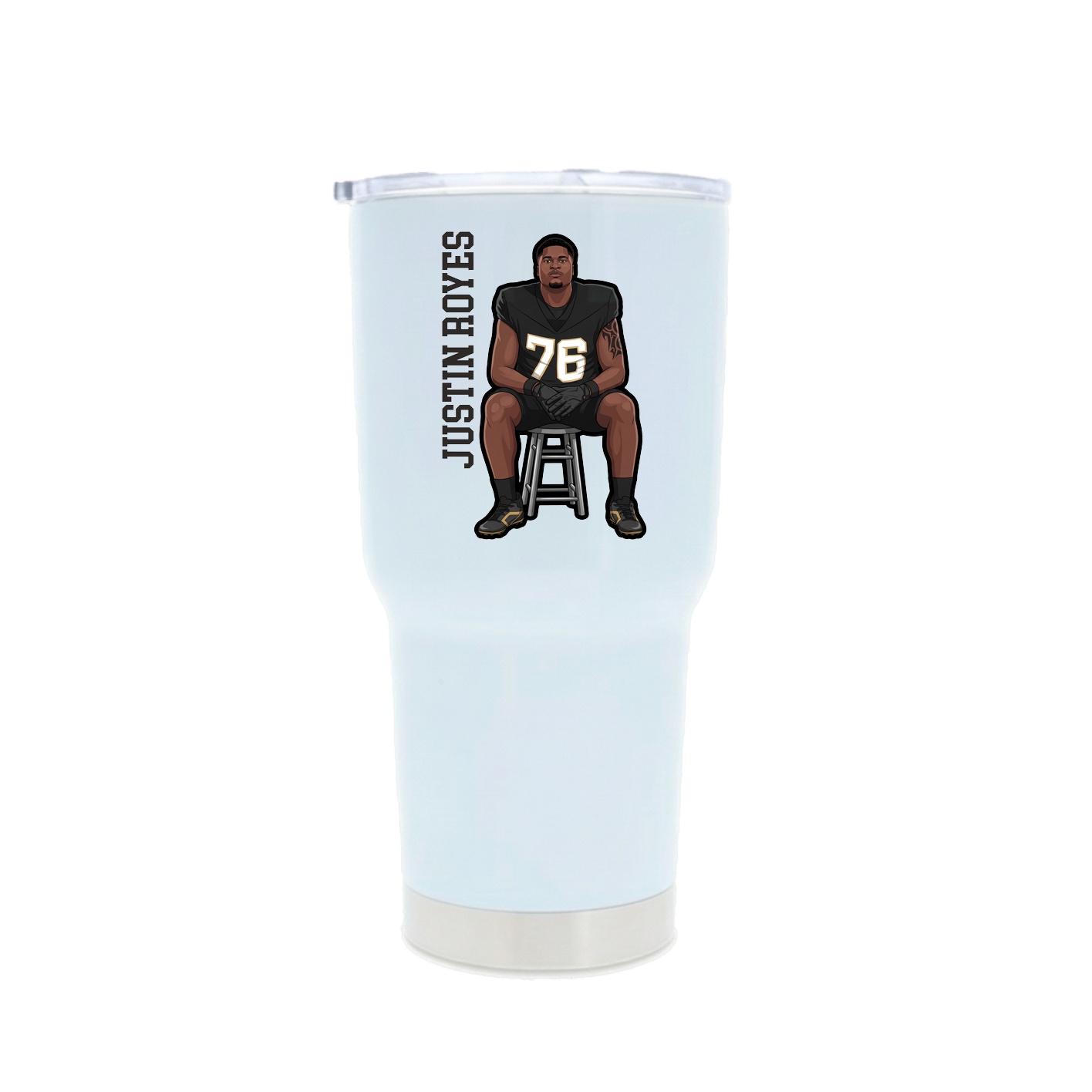 30oz Stainless Steel Tumbler — Name Vertical in White