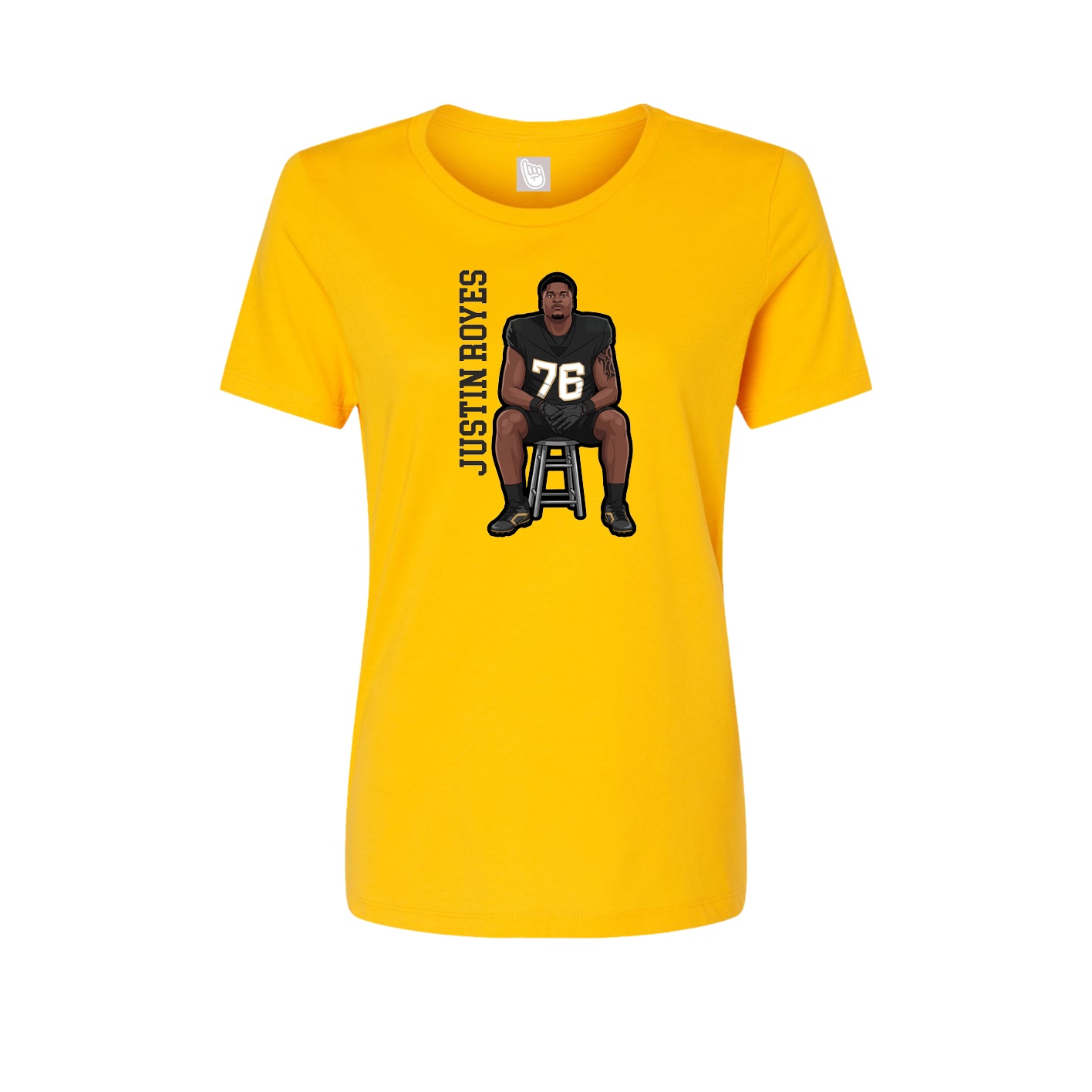 Fitted Women's Tee — Name Vertical in Gold