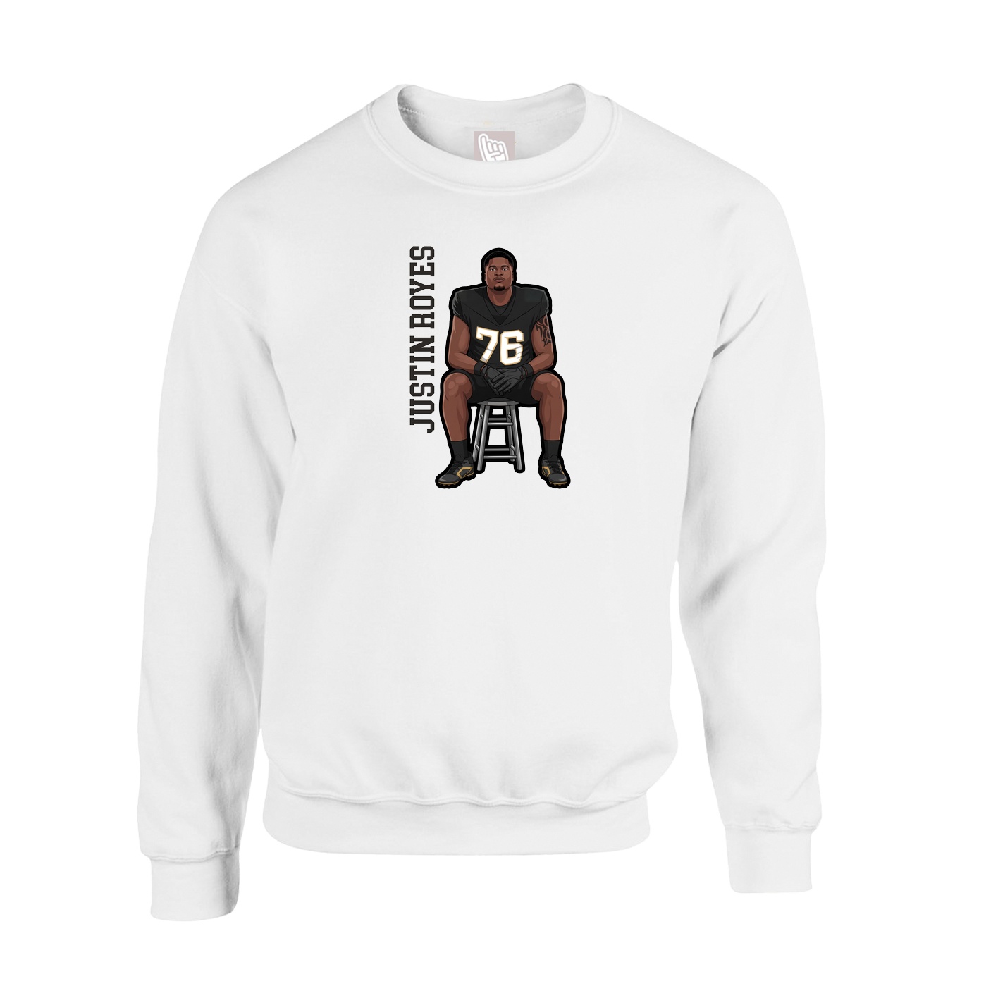 Fleece Crew — Name Vertical in White