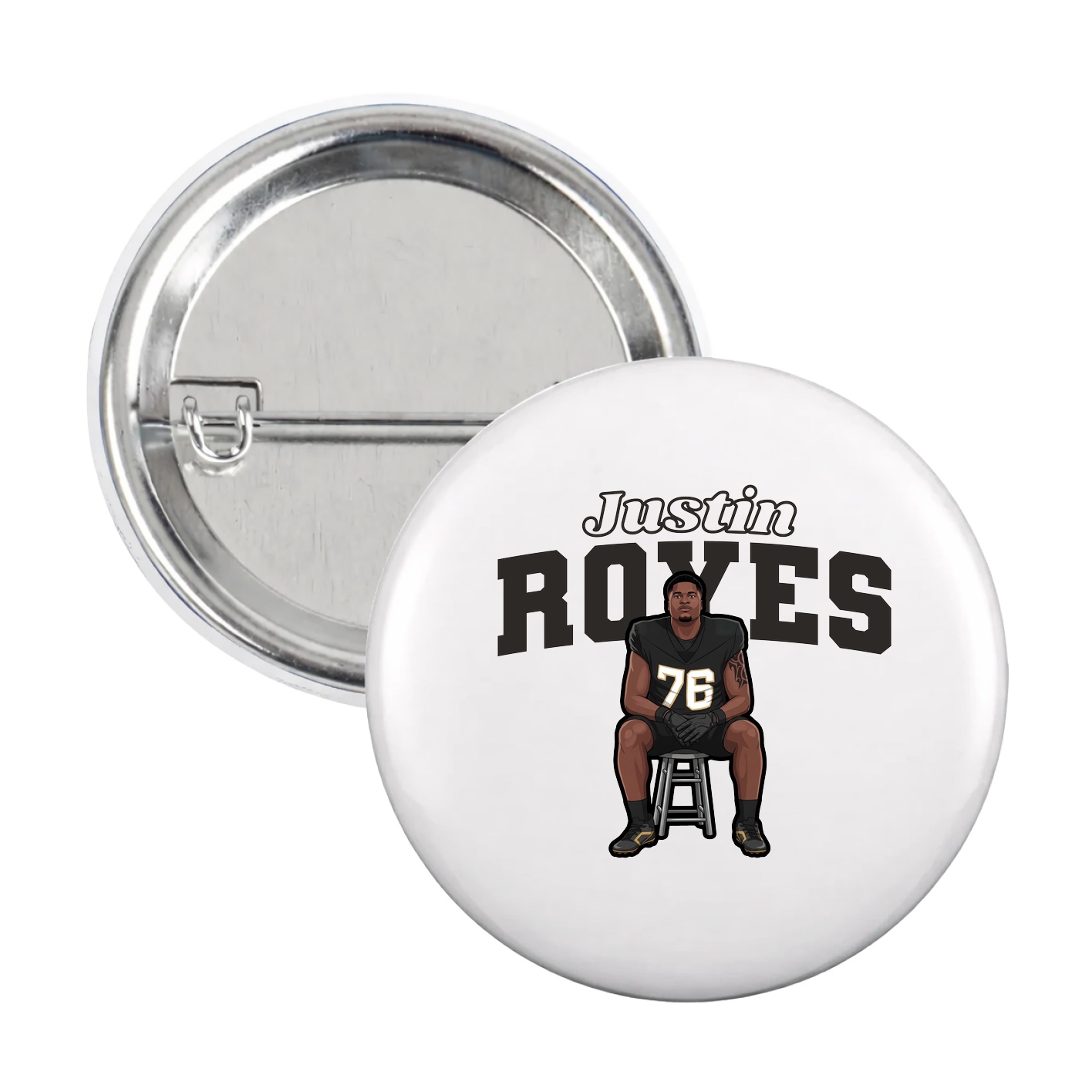 Game Day Button — Name Arch in White