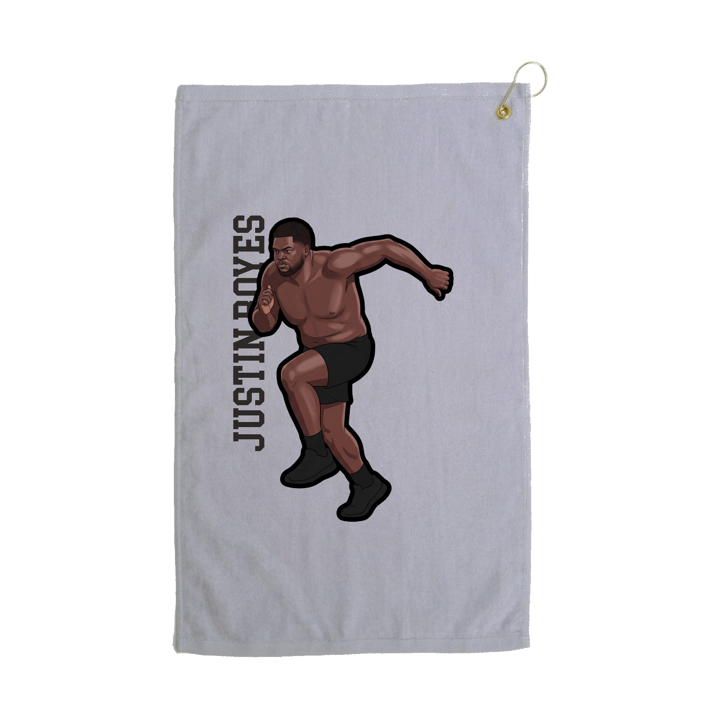 Golf Towel — Name Vertical in Grey