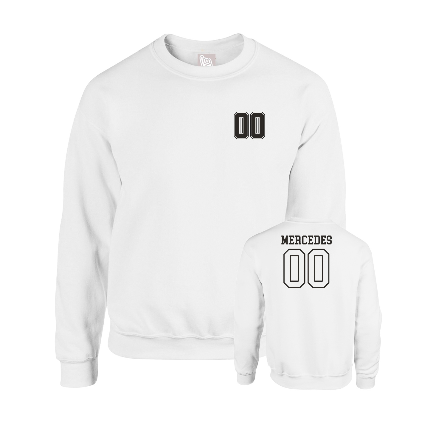 Fleece Crew — Chest Back in White
