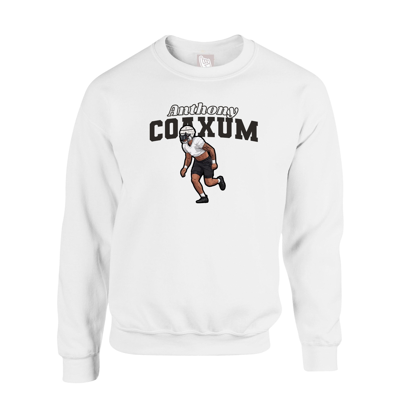 Fleece Crew — Name Arch in White