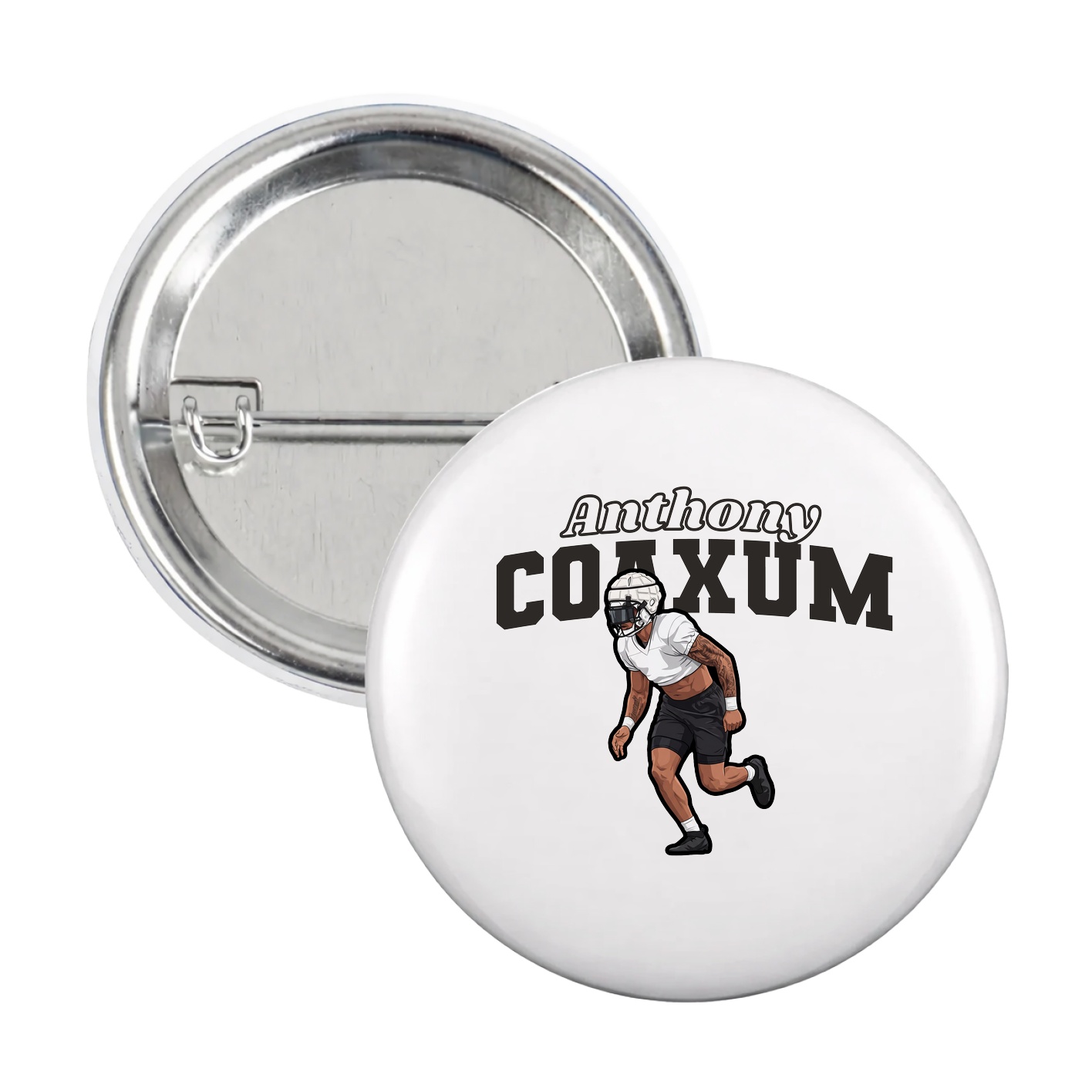 Game Day Button — Name Arch in White