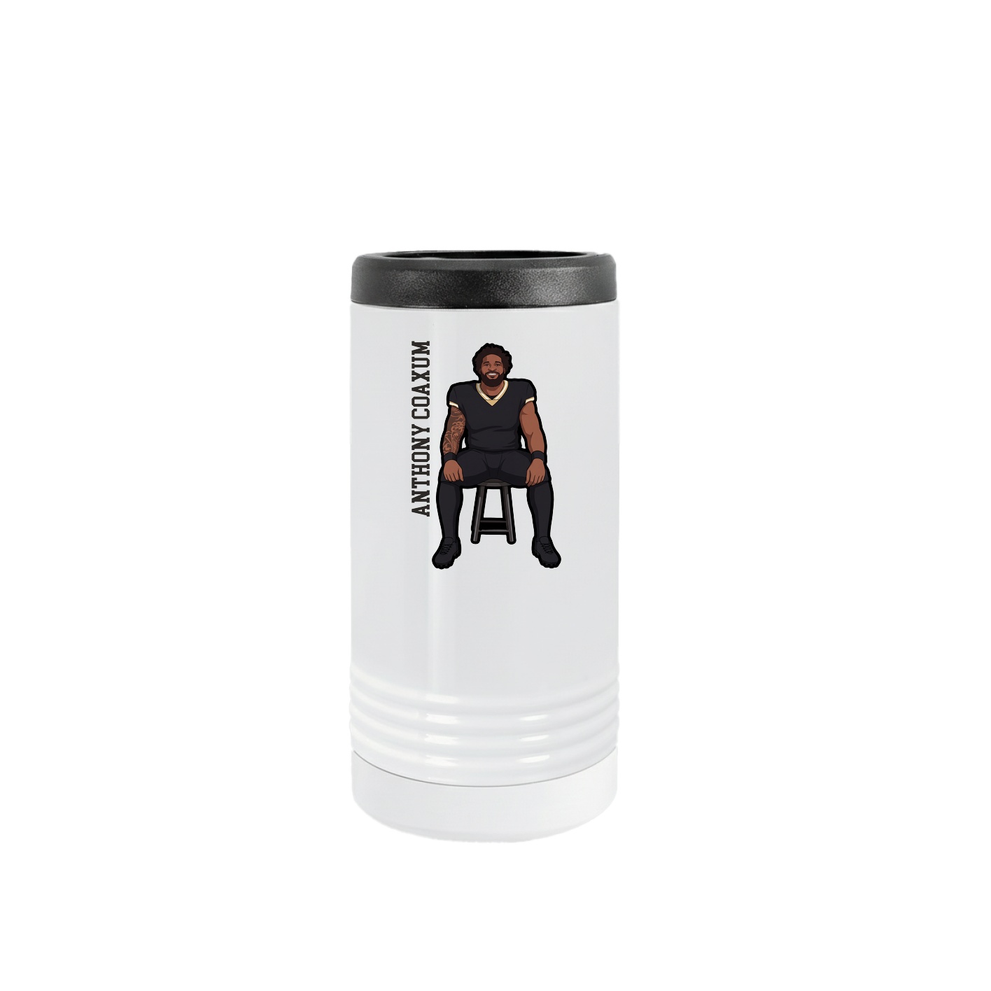 Slim Beverage Holder — Name Vertical in White