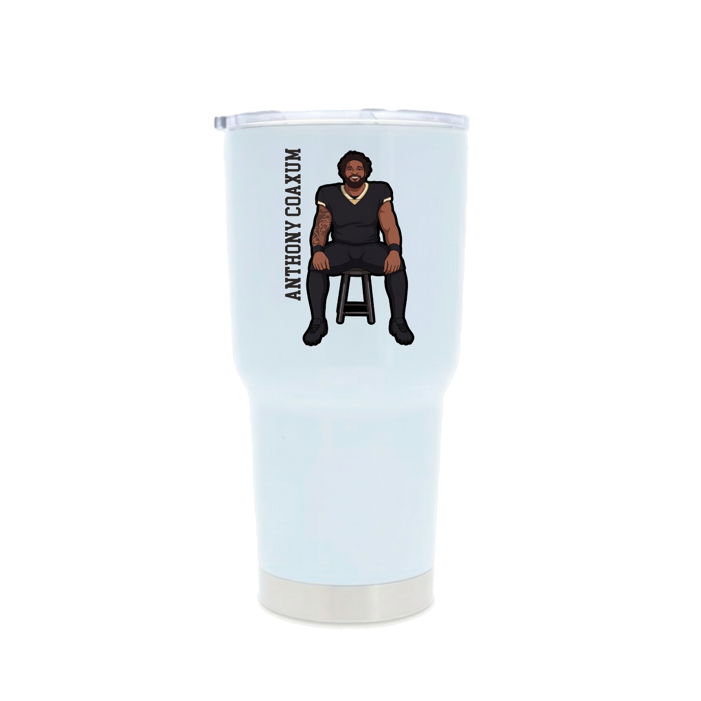 30oz Stainless Steel Tumbler — Name Vertical in White