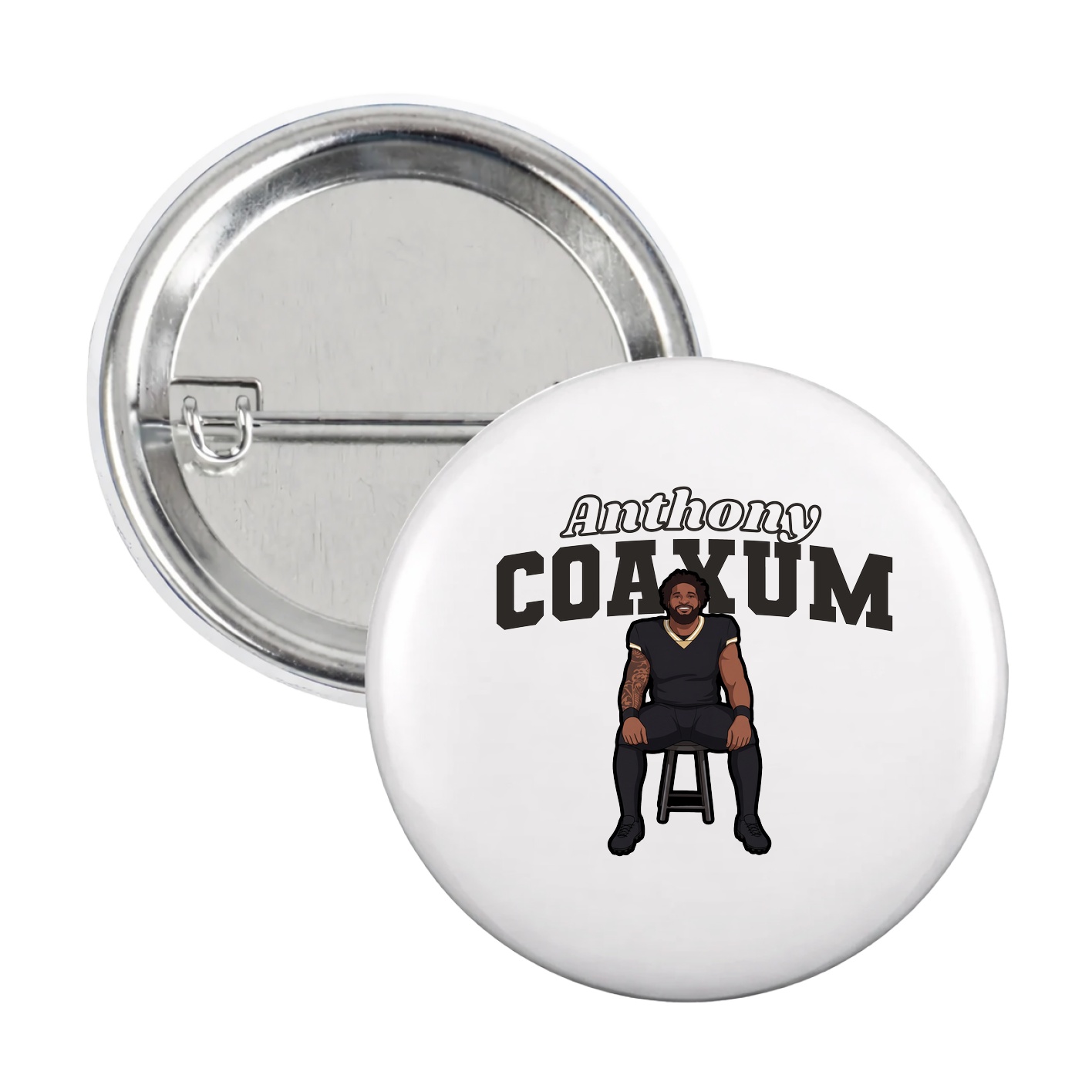 Game Day Button — Name Arch in White