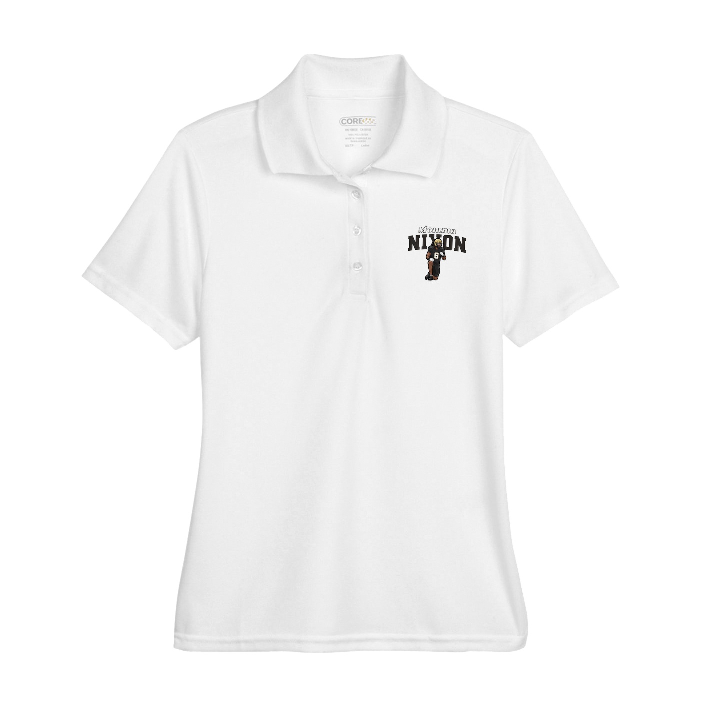 Womens Performance Polo — Mothers Day Block in White