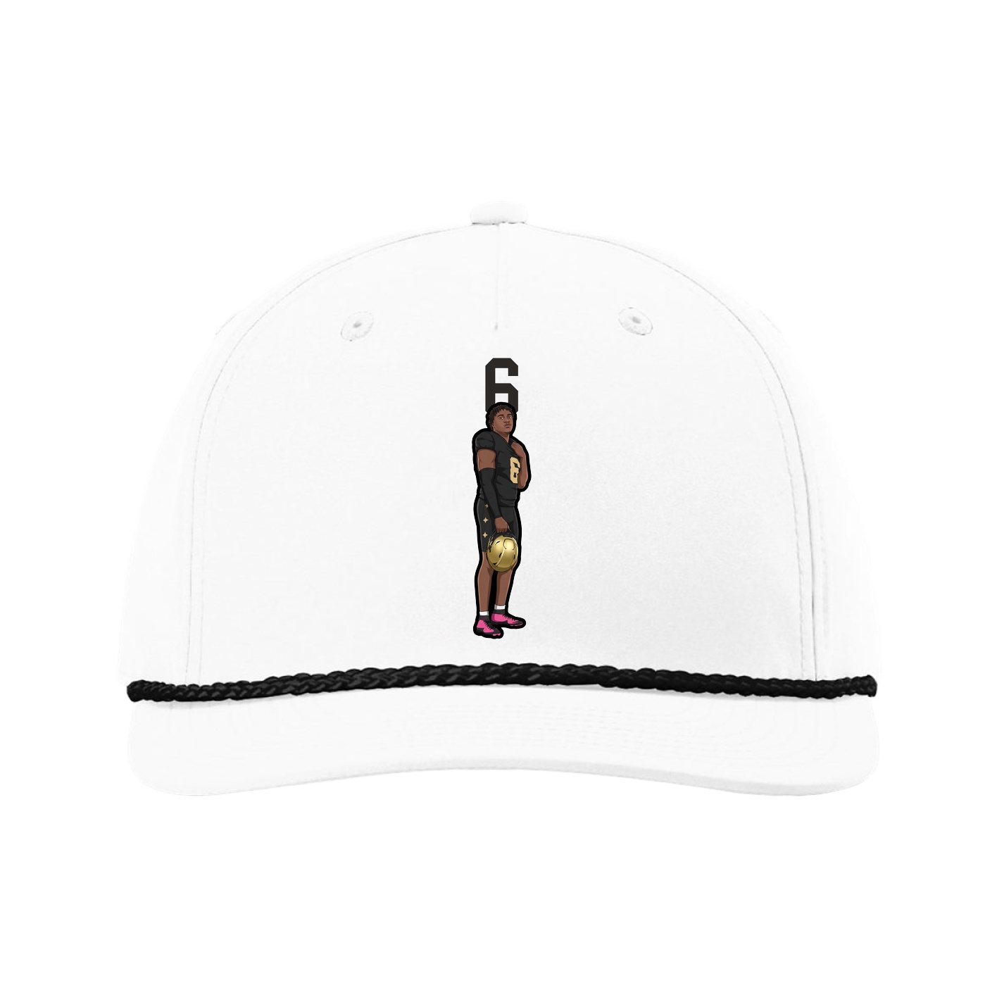 Five-Panel Classic Rope Cap — Number Top in White