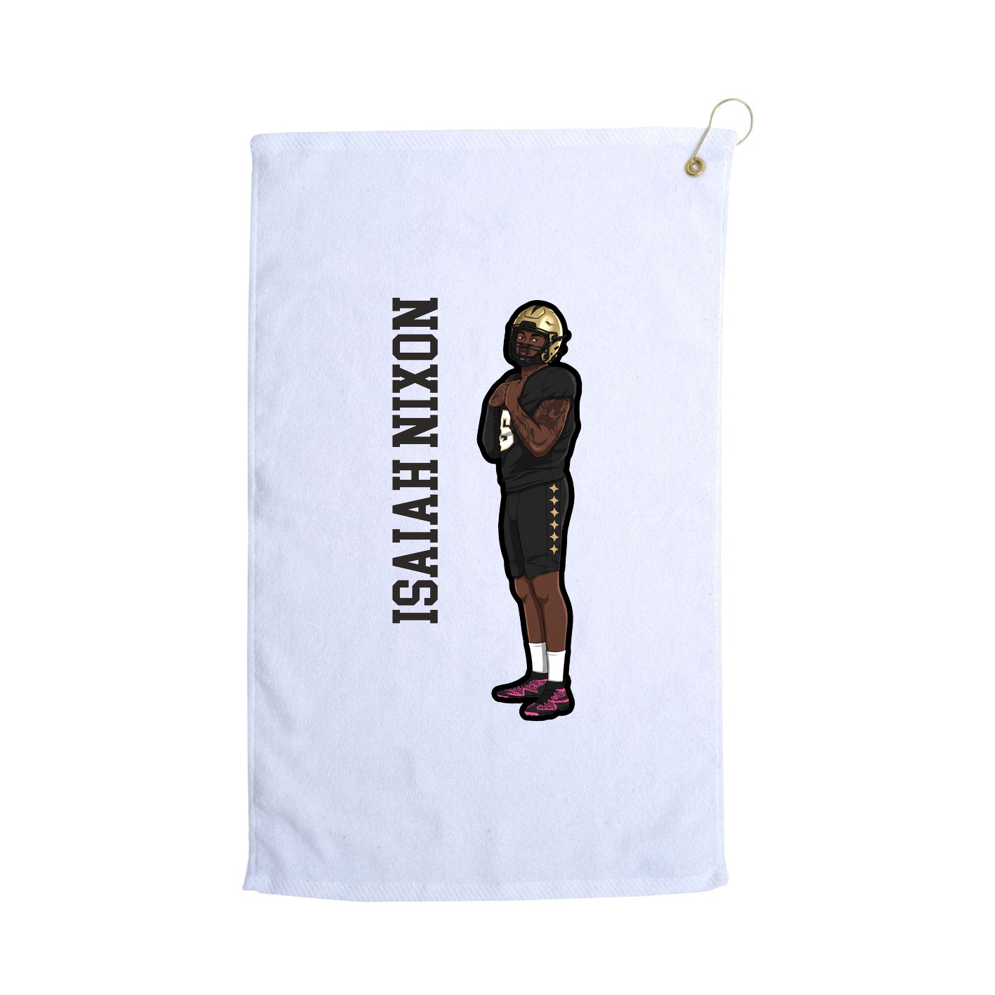 Golf Towel — Name Vertical in White