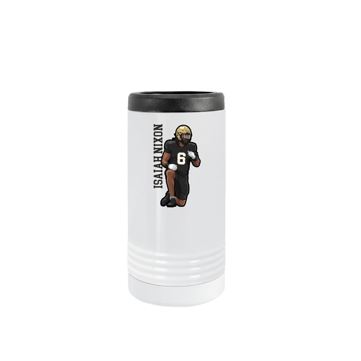 Slim Beverage Holder — Name Vertical in White