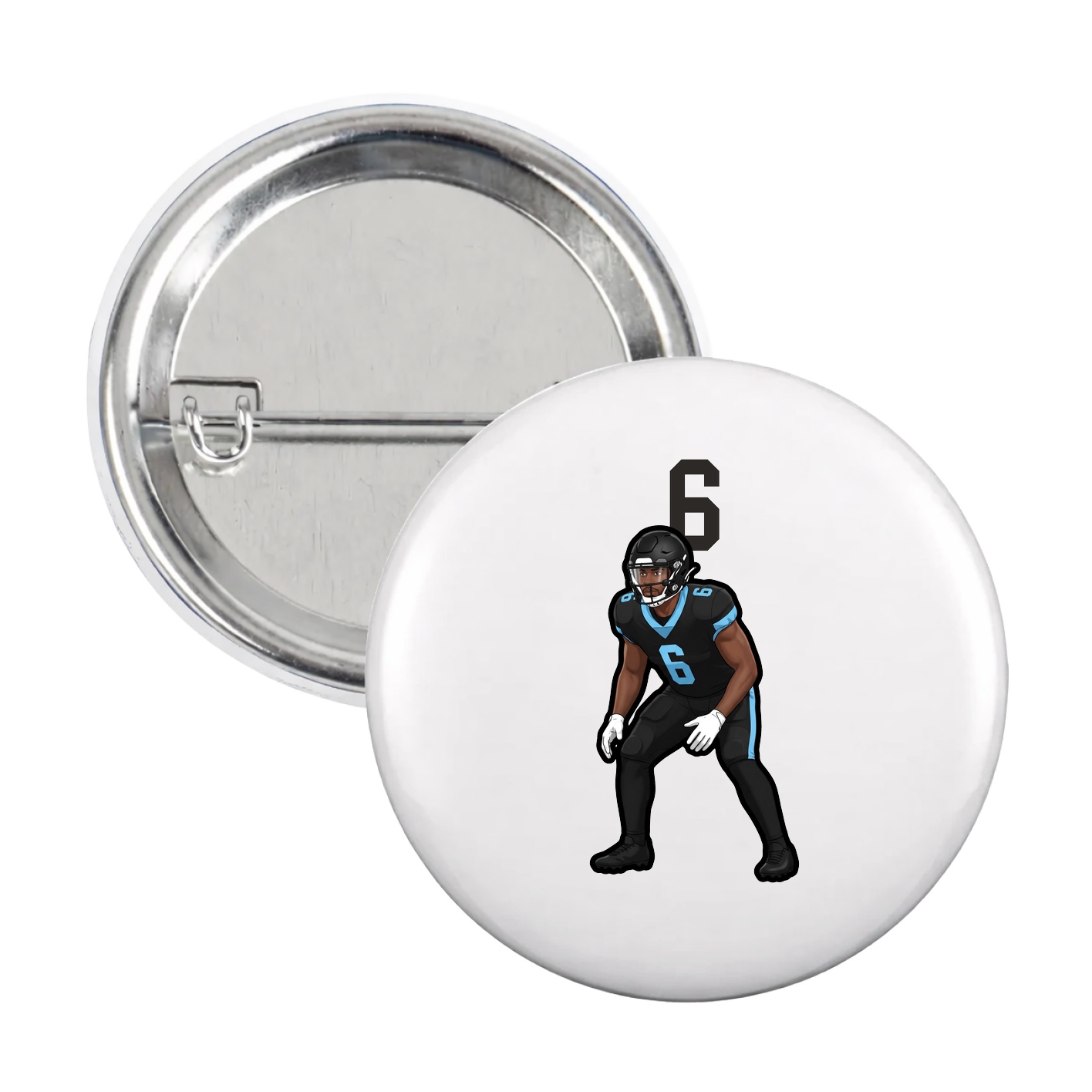 Game Day Button — Number Top in White