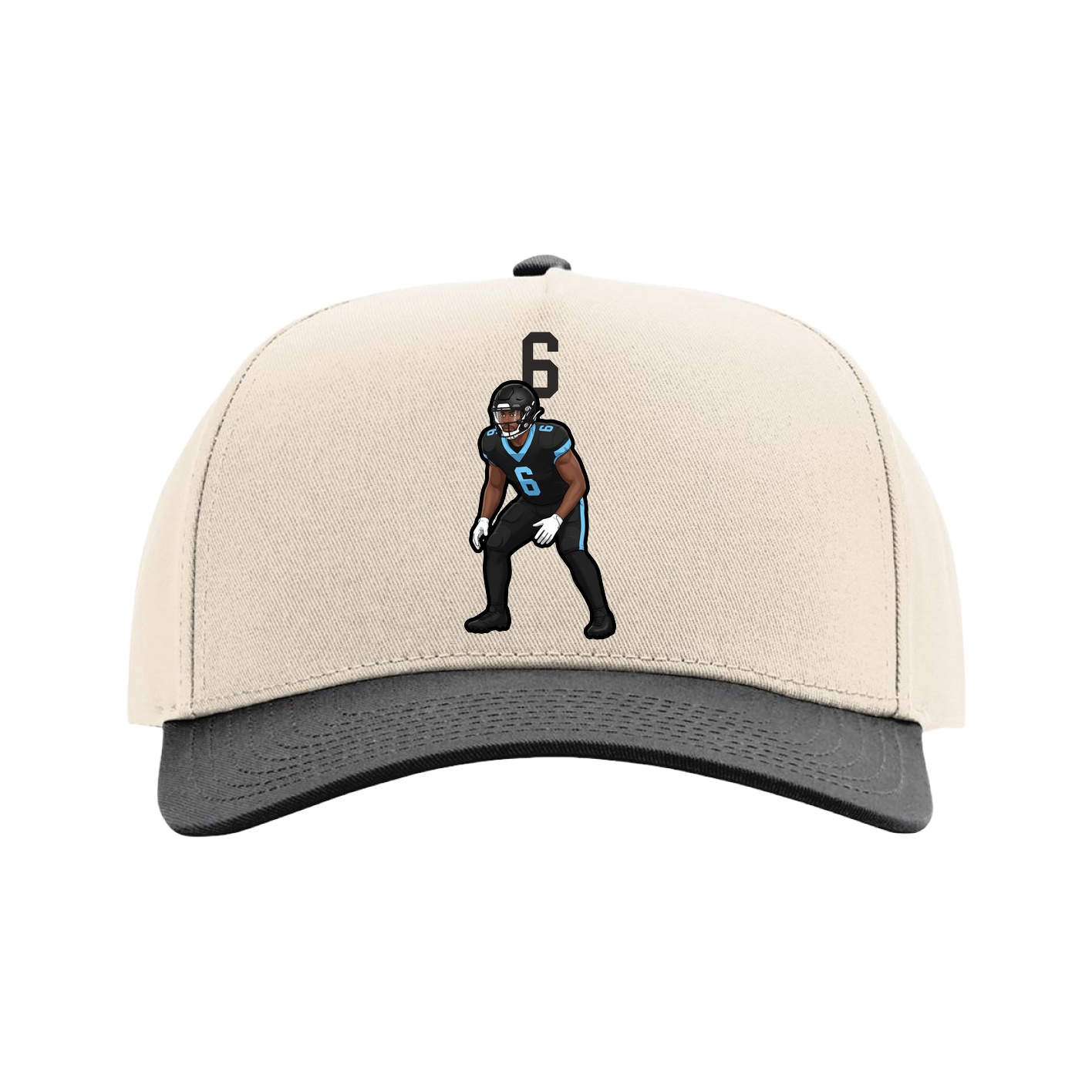 Full Fabric Five-Panel Champ Cap — Number Top in Cream/Black