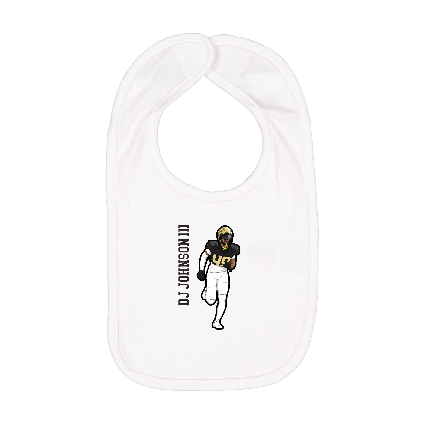 Infant Bib — Name Vertical in White