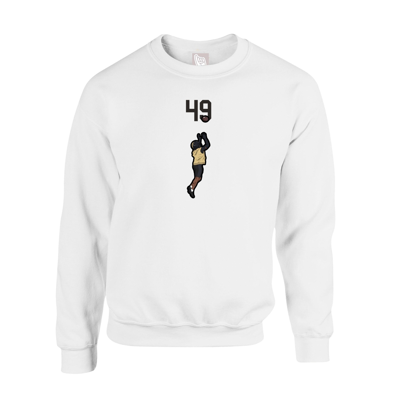 Fleece Crew — Number Top in White