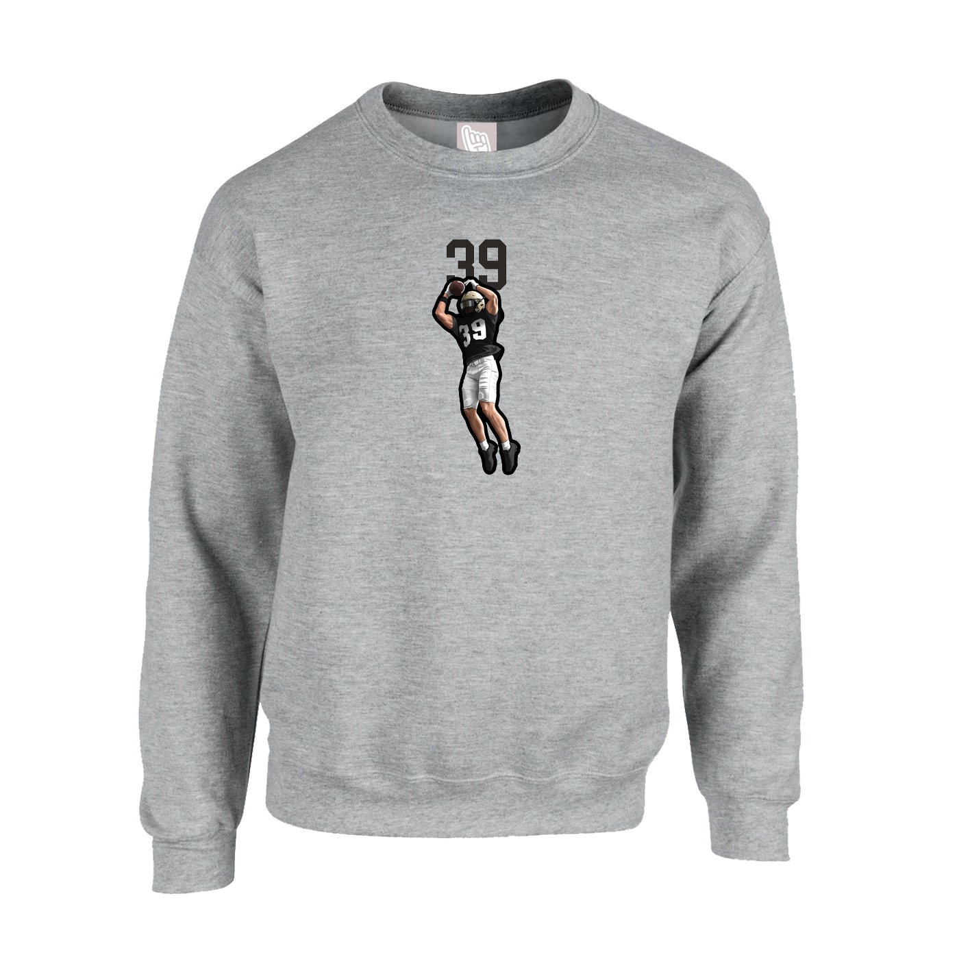 Fleece Crew — Number Top in Grey