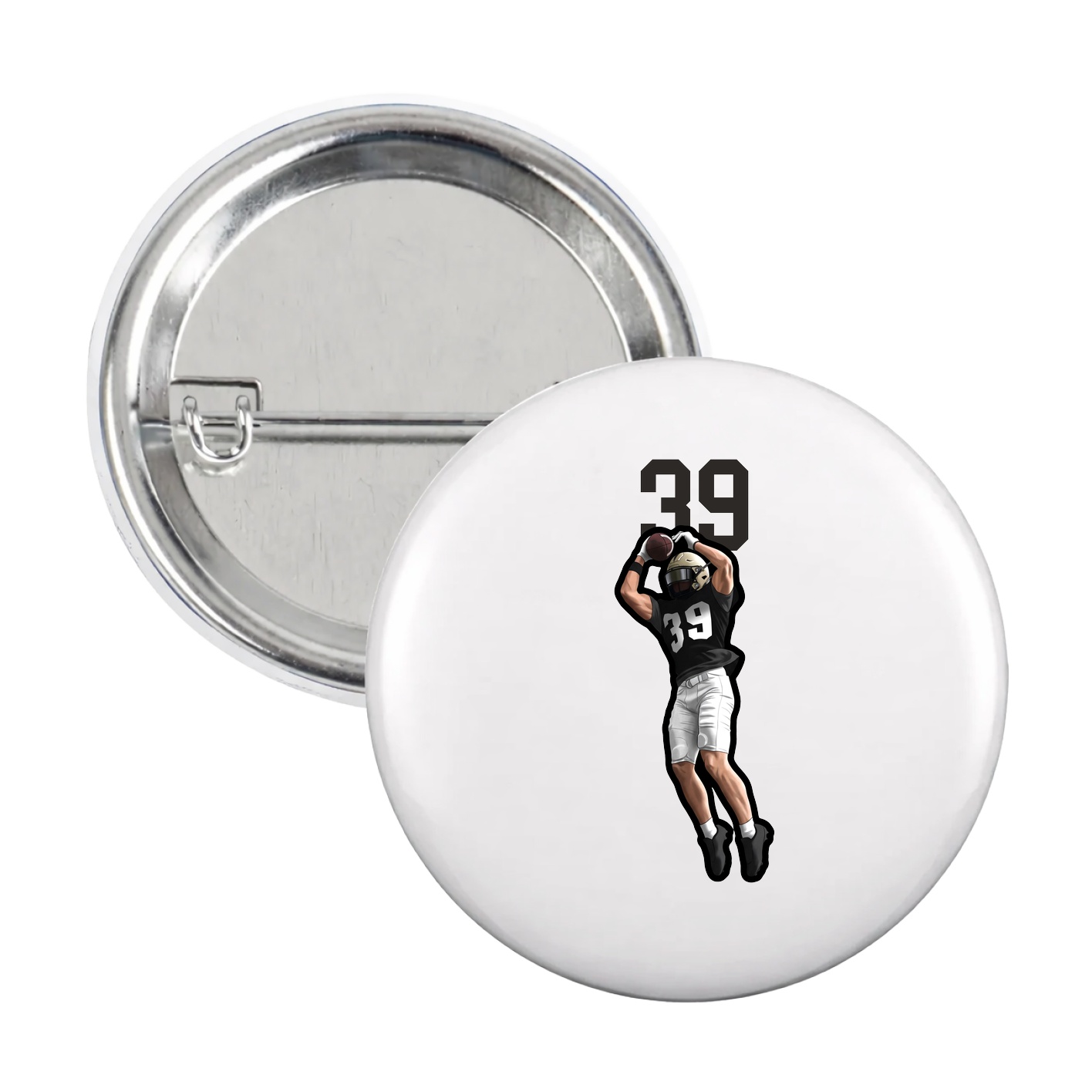 Game Day Button — Number Top in White