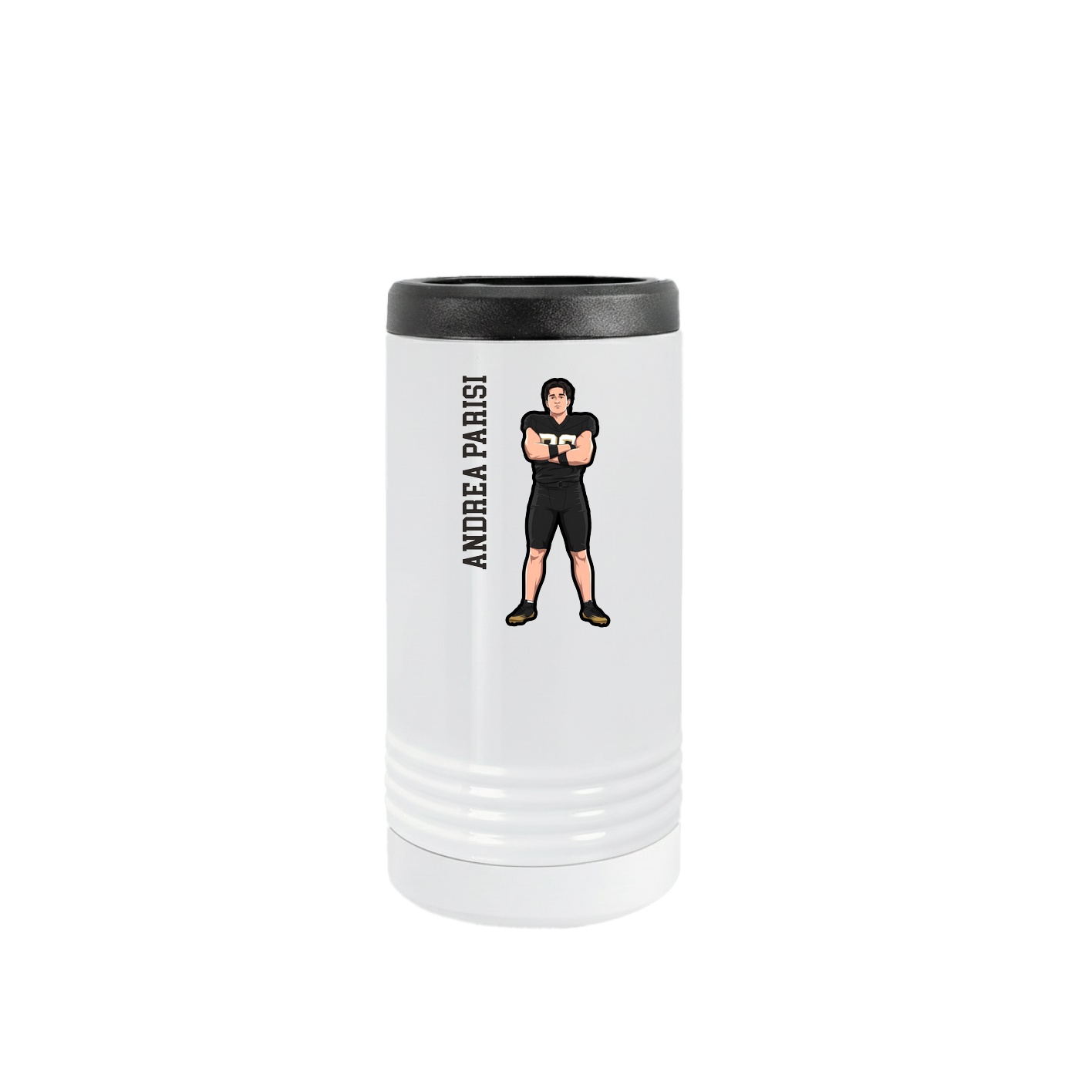 Slim Beverage Holder — Name Vertical in White