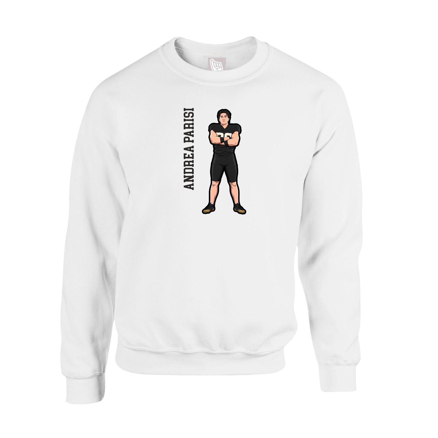 Fleece Crew — Name Vertical in White