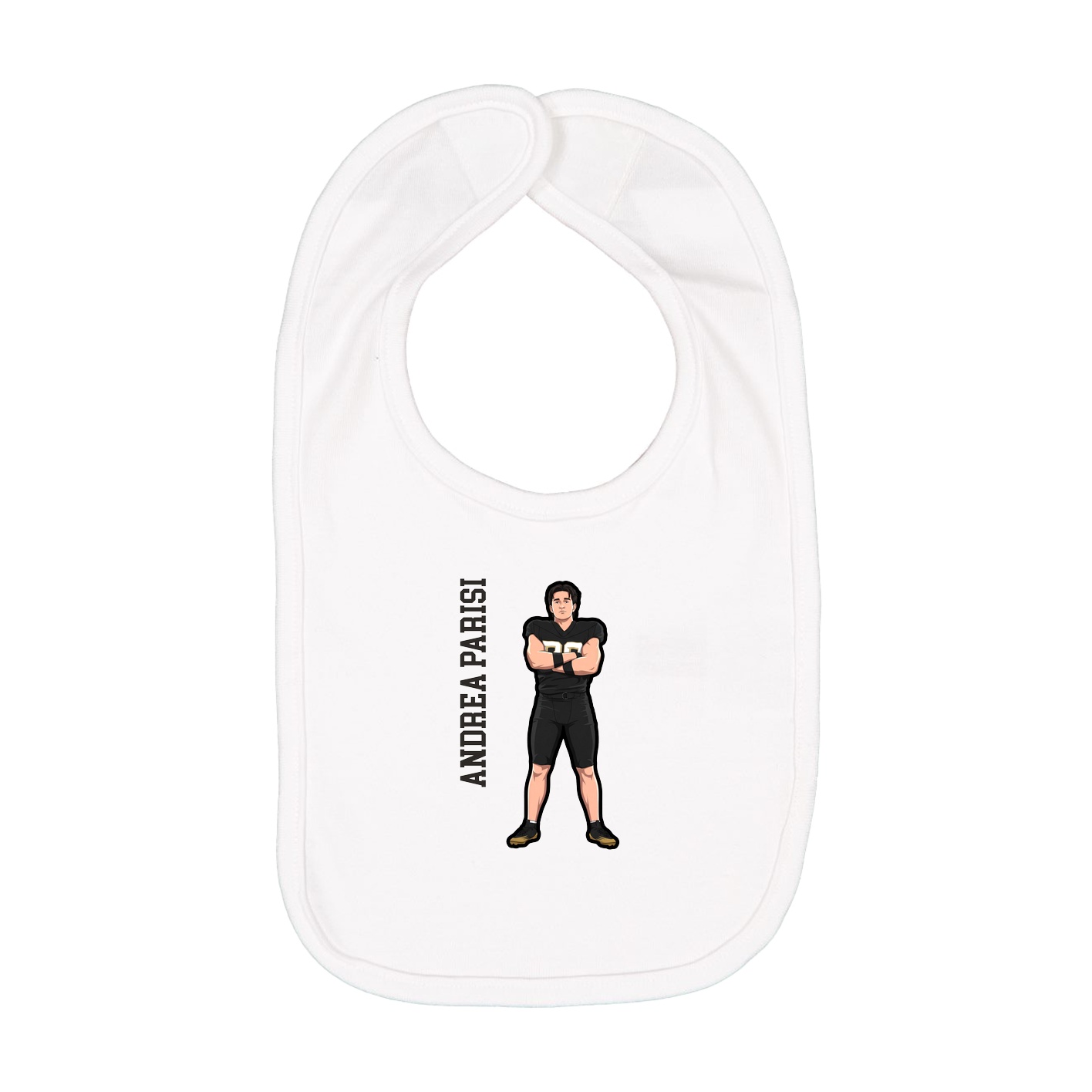 Infant Bib — Name Vertical in White
