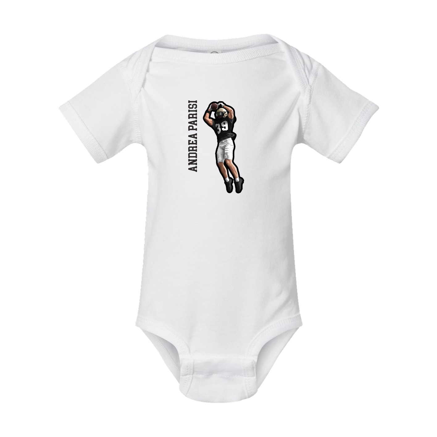 Baby Onesie — Name Vertical in White