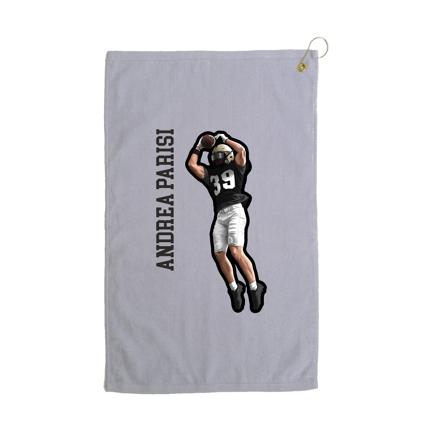 Golf Towel — Name Vertical in Grey