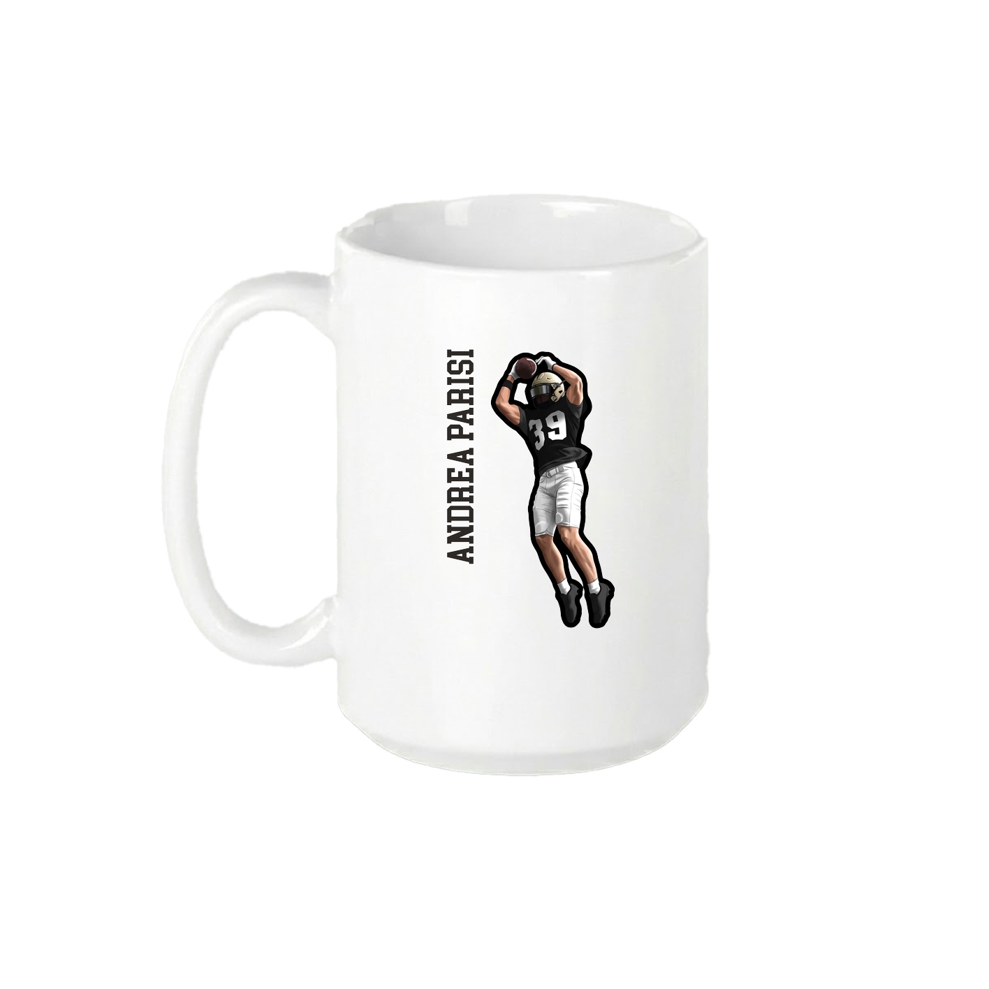 15oz Coffee Mug — Name Vertical in White