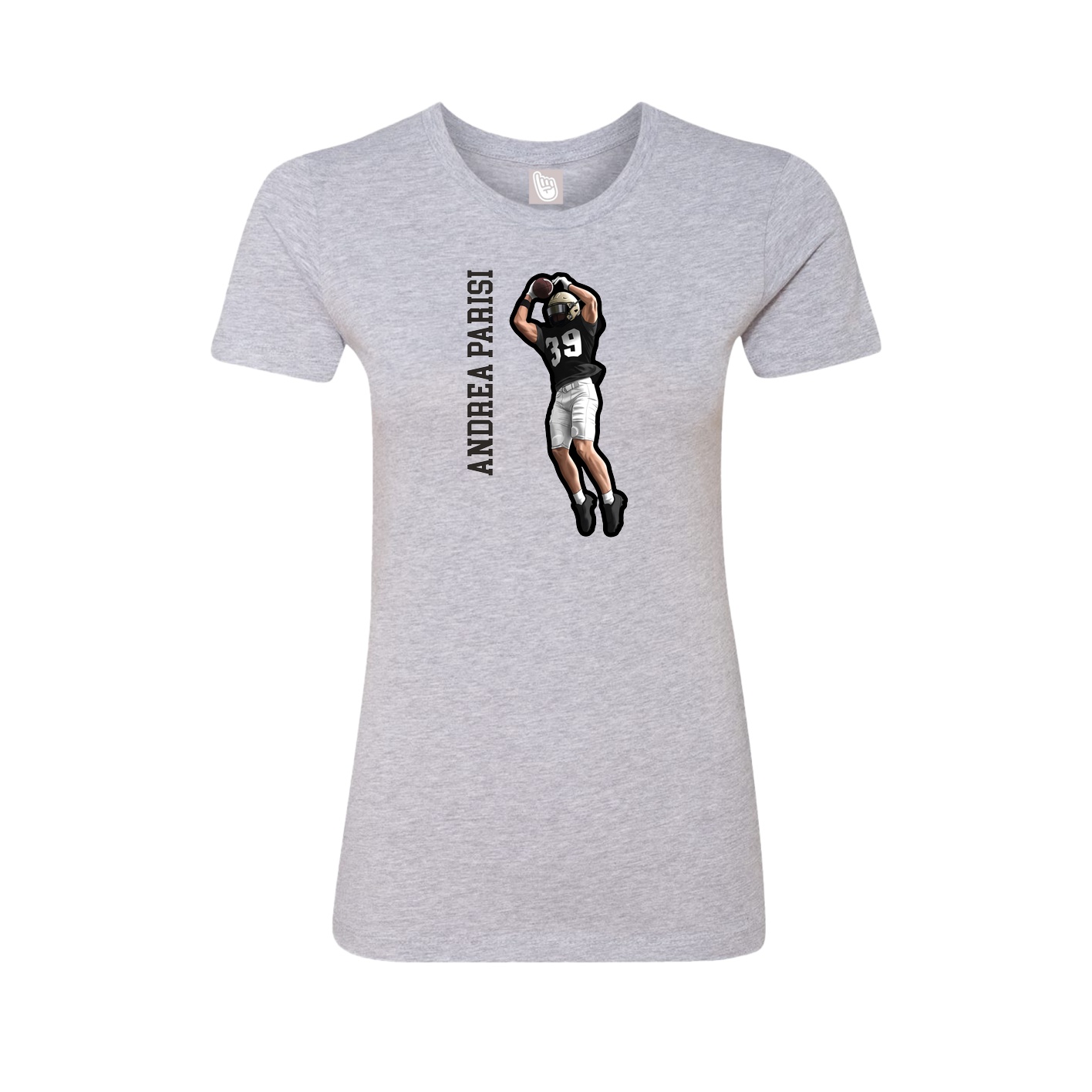 Womens Tee — Name Vertical in Grey