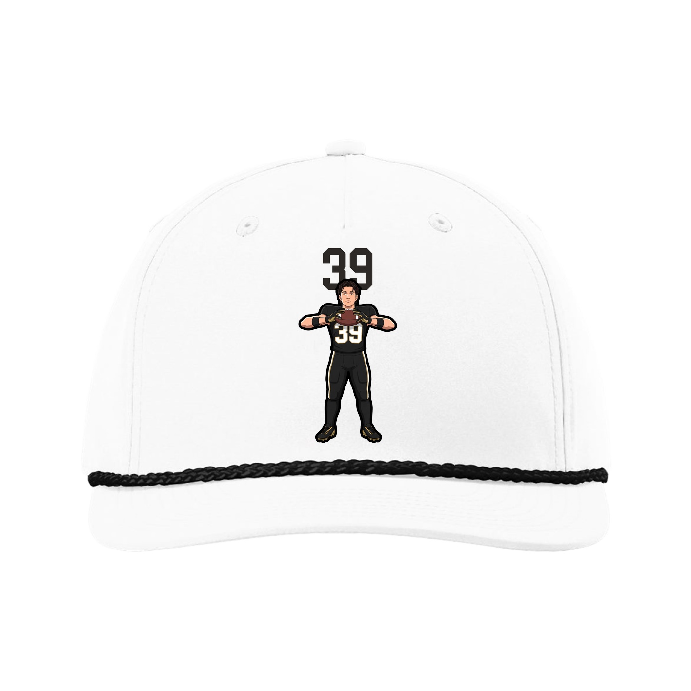 Five-Panel Classic Rope Cap — Number Top in White
