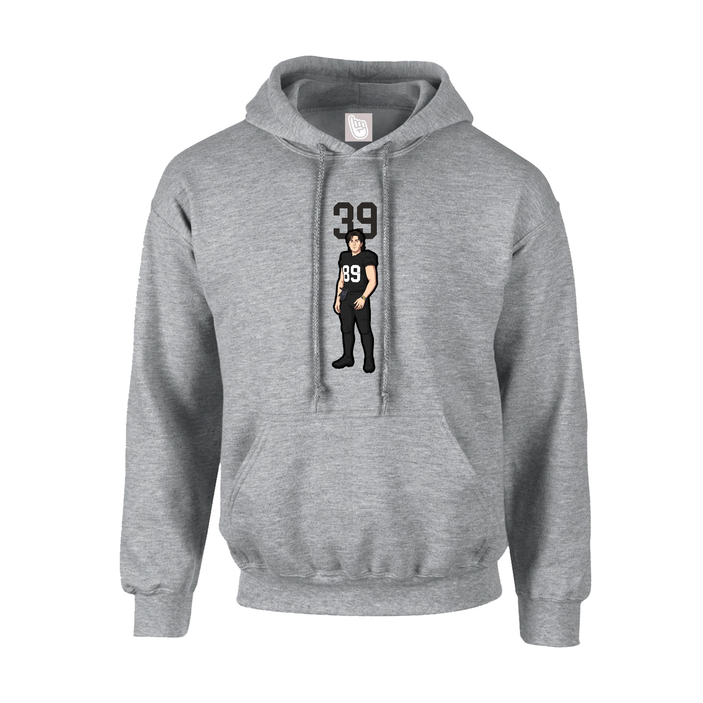 Youth Hoodie — Number Top in Grey