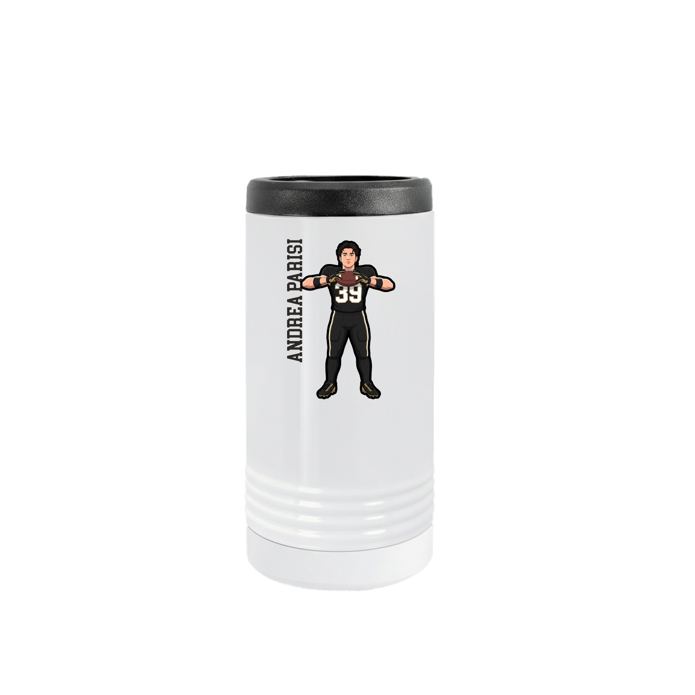 Slim Beverage Holder — Name Vertical in White