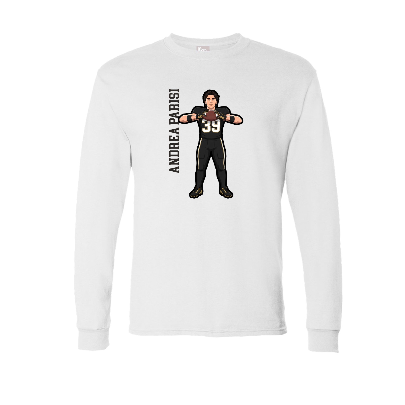 Long Sleeve Tee — Name Vertical in White