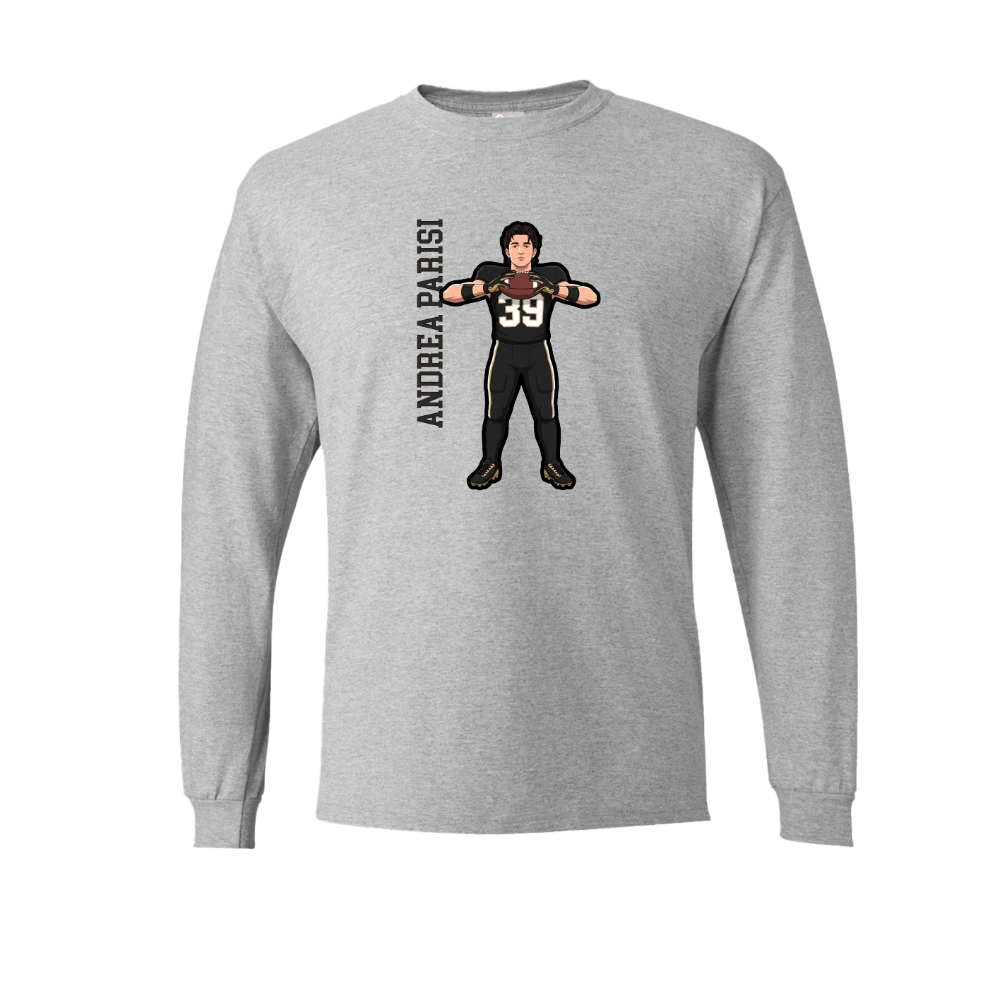 Long Sleeve Tee — Name Vertical in Grey