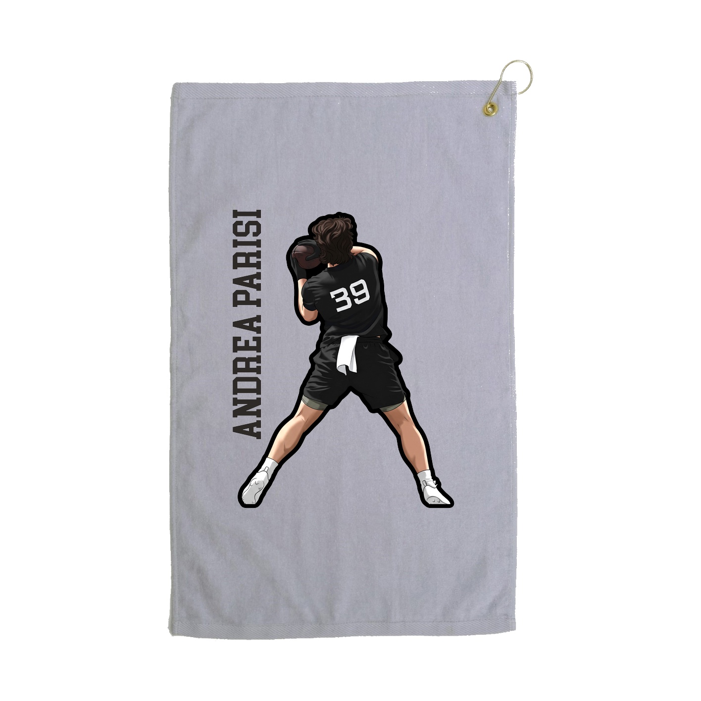 Golf Towel — Name Vertical in Grey