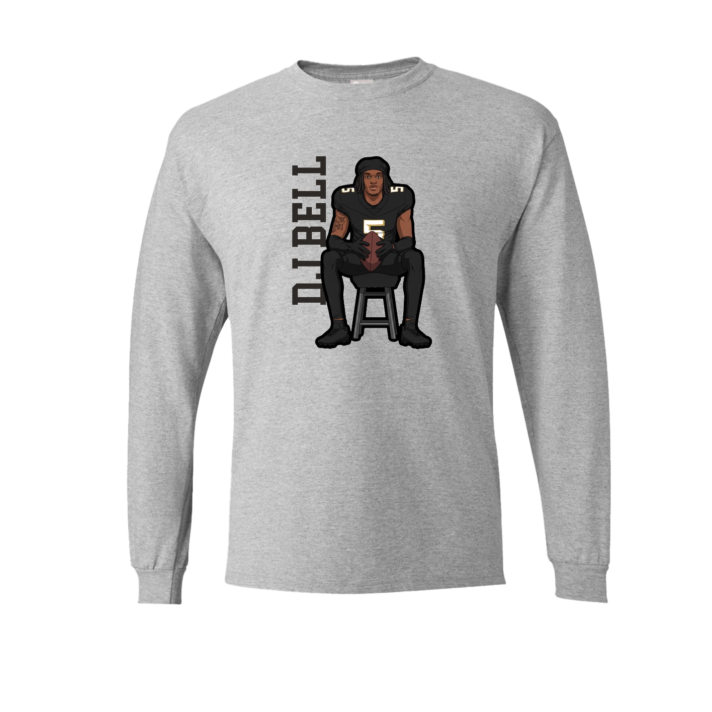 Long Sleeve Tee — Name Vertical in Grey
