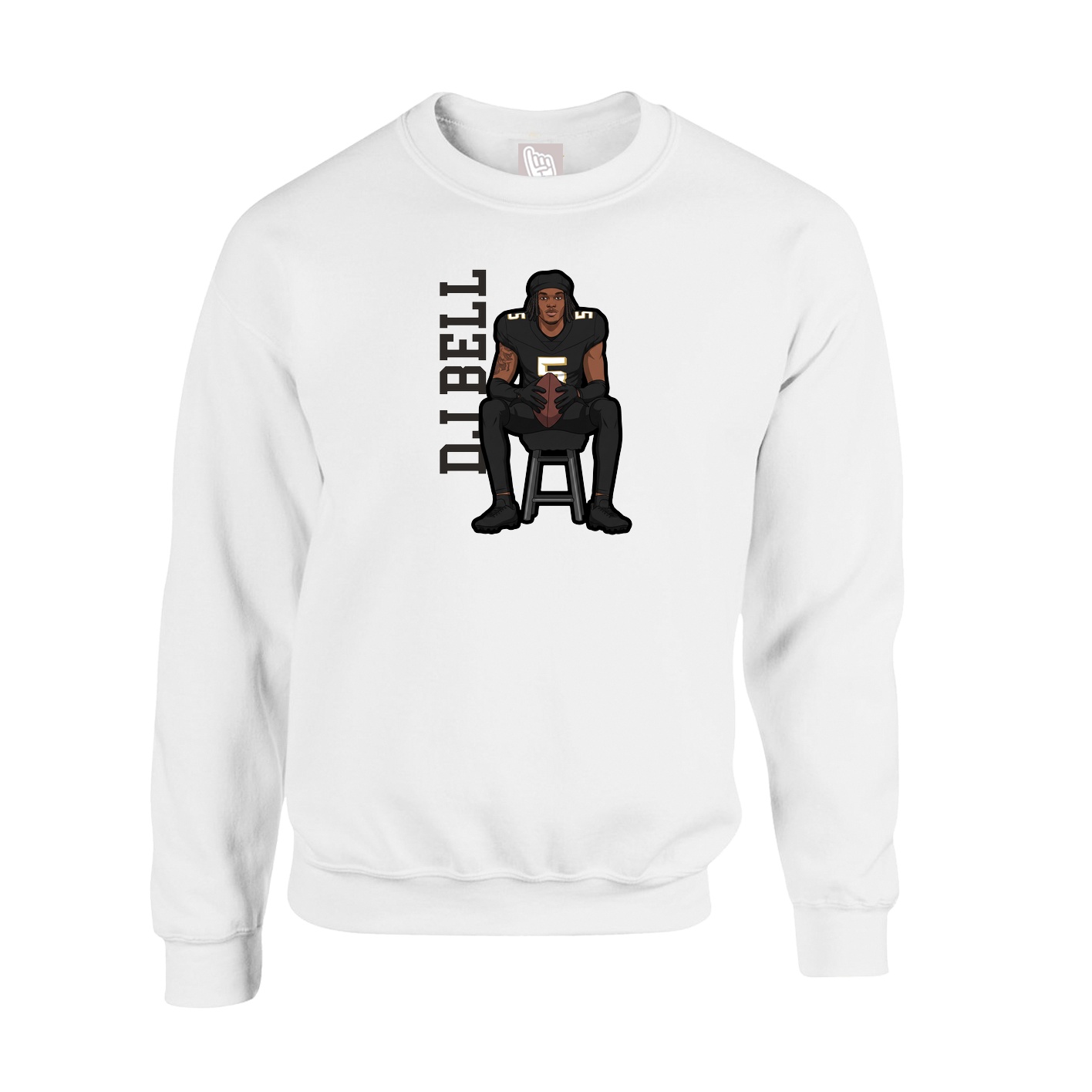 Fleece Crew — Name Vertical in White
