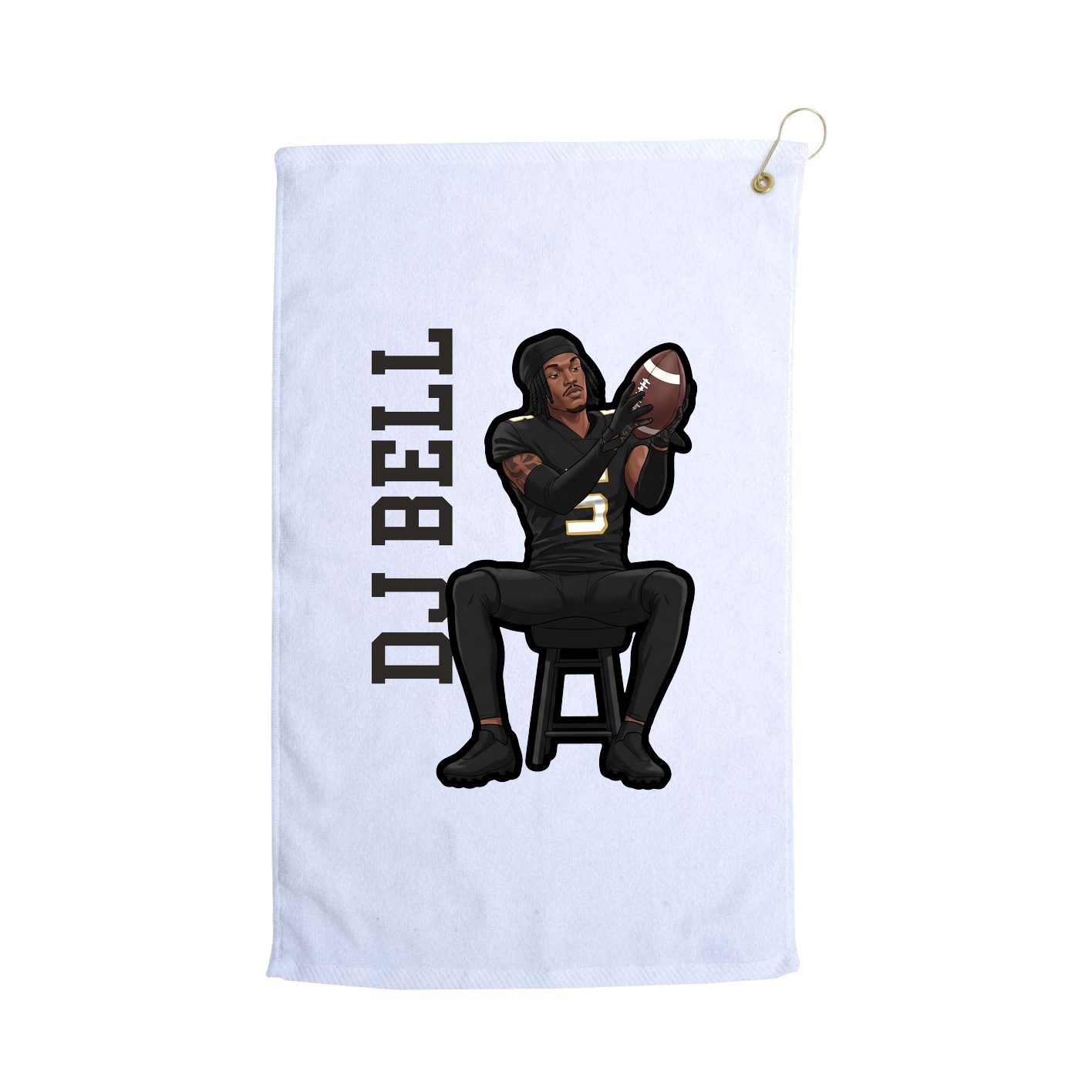 Golf Towel — Name Vertical in White
