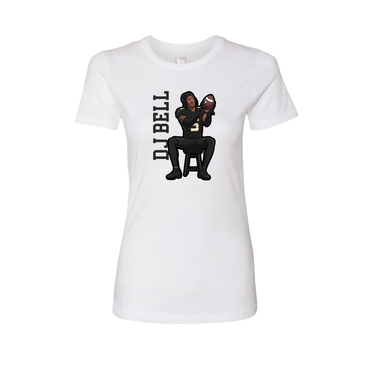 Womens Tee — Name Vertical in White