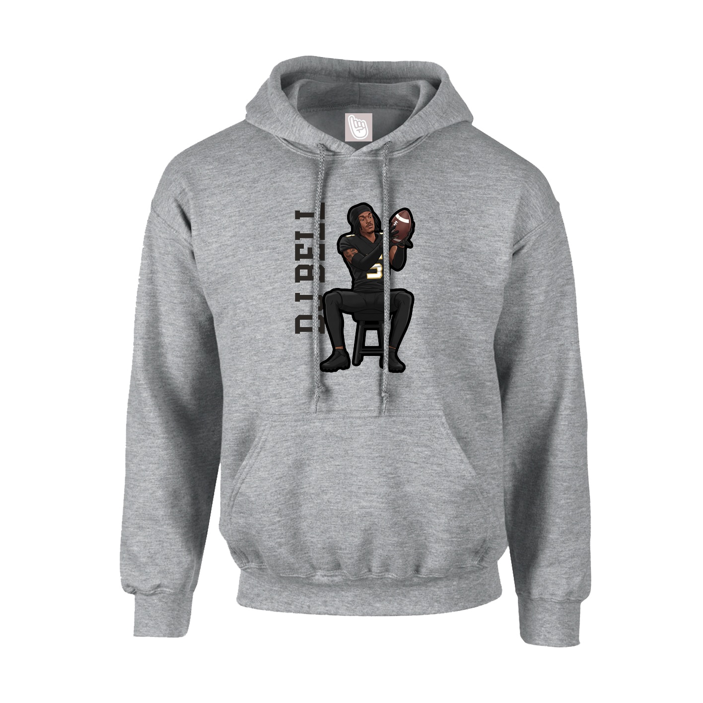 Youth Hoodie — Name Vertical in Grey