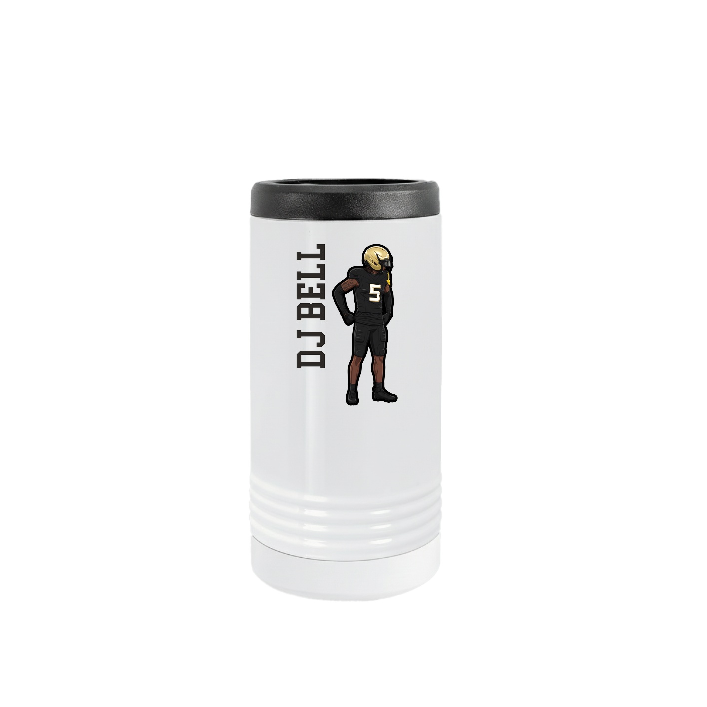 Slim Beverage Holder — Name Vertical in White